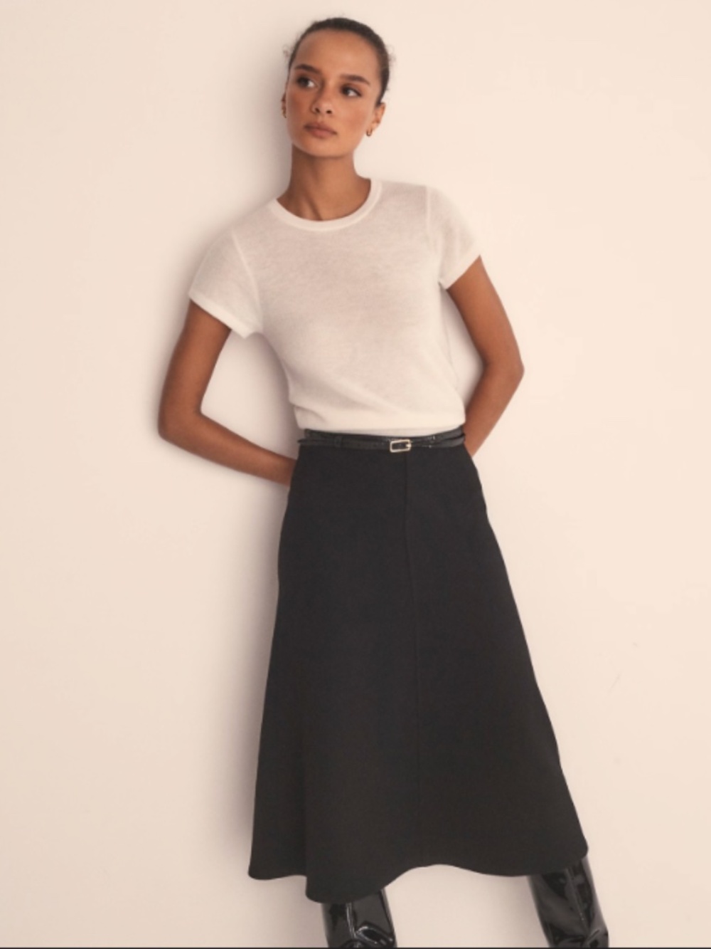 NWT: J.Crew Ribbed featherweight cashmere T-shirt, Snow, Medium